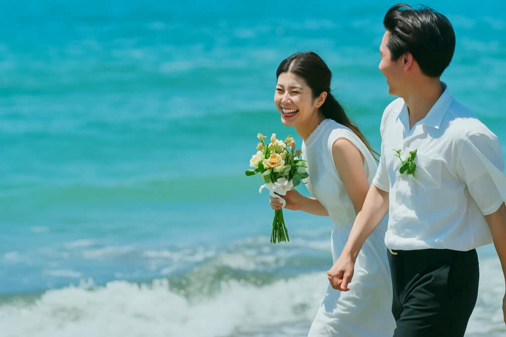 KJ With를 통해 만난 행복한 한일커플의 야외 웨딩 촬영 모습2